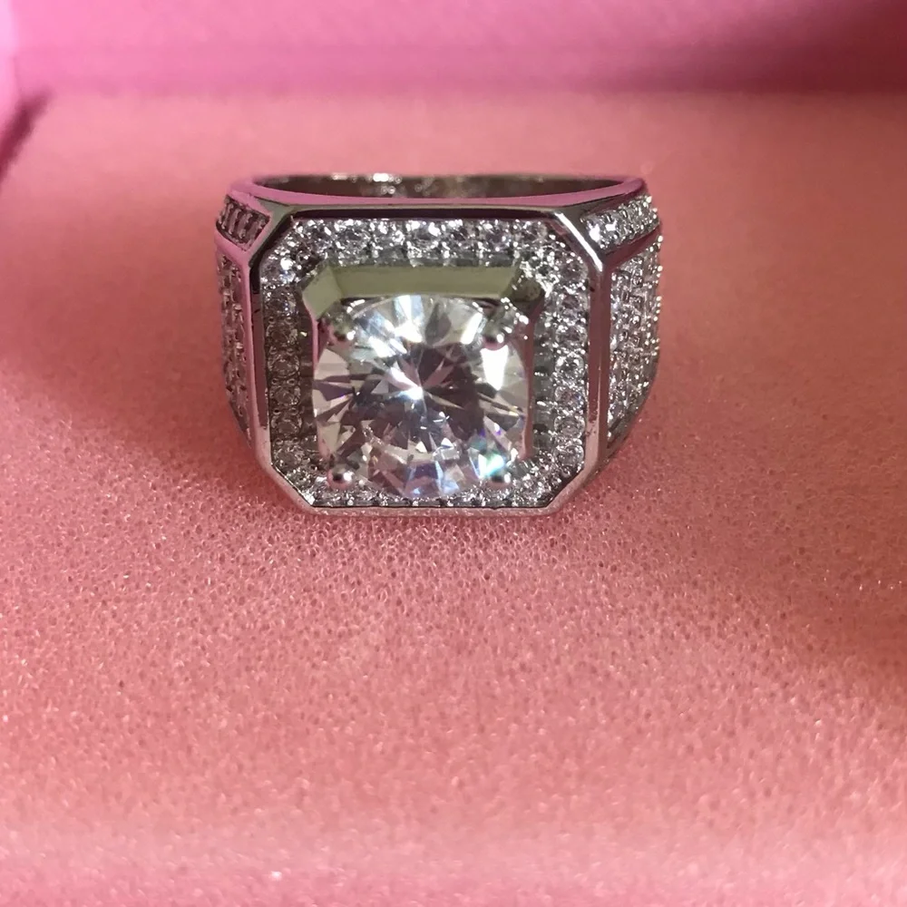 Sterling Silver Cubic Zirconia Halo Statement Ring